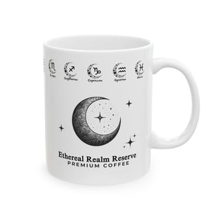 Ethereal Realm Reserve B&W Floral Moon Zodiac Signs Mug-Ethereal Realm Reserve