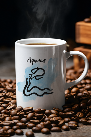 Aquarius Cosmic Minimalist Zodiac Mug-Ethereal Realm Reserve