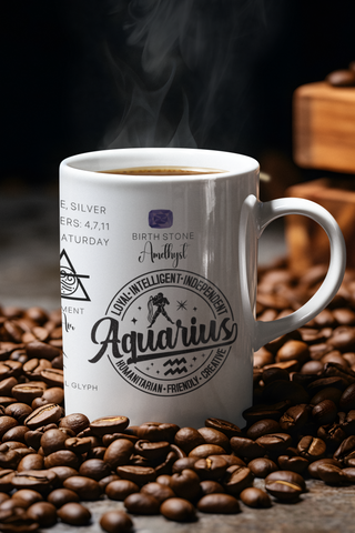 Aquarius Zodiac Blueprint Mug-Ethereal Realm Reserve