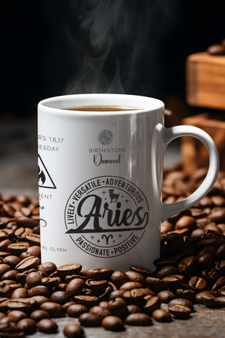 Aries Zodiac Blueprint Mug-Ethereal Realm Reserve