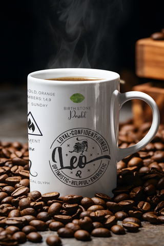 Leo Zodiac Blueprint Mug-Ethereal Realm Reserve