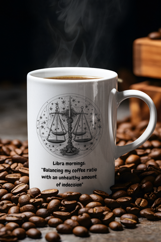 Libra B&W Cosmic Zodiac Mug-Ethereal Realm Reserve