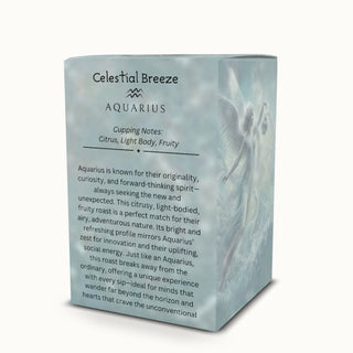 Aquarius coffee pods – Celestial Breeze blend with tasting notes on packaging by Ethereal Realm Reserve 