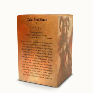 Aries coffee pods – Celestial Blaze blend with tasting notes on packaging by Ethereal Realm Reserve 