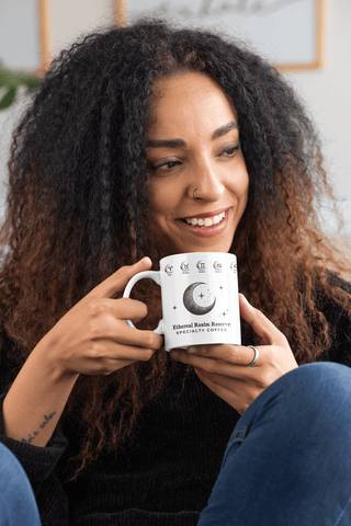 Ethereal Realm Reserve B&W Floral Moon Zodiac Signs Mug