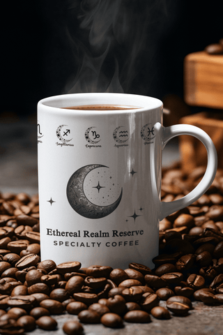 Ethereal Realm Reserve B&W Floral Moon Zodiac Signs Mug