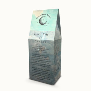 Cancer coffee – Lunar Tide blend with tasting notes on packaging by Ethereal Realm Reserve 