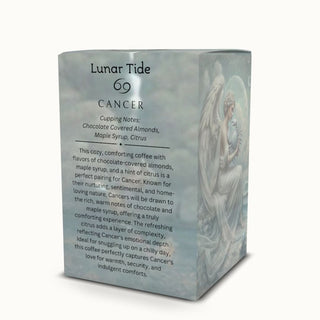 Cancer coffee pods – Lunar Tide blend with tasting notes on packaging  by Ethereal Realm Reserve