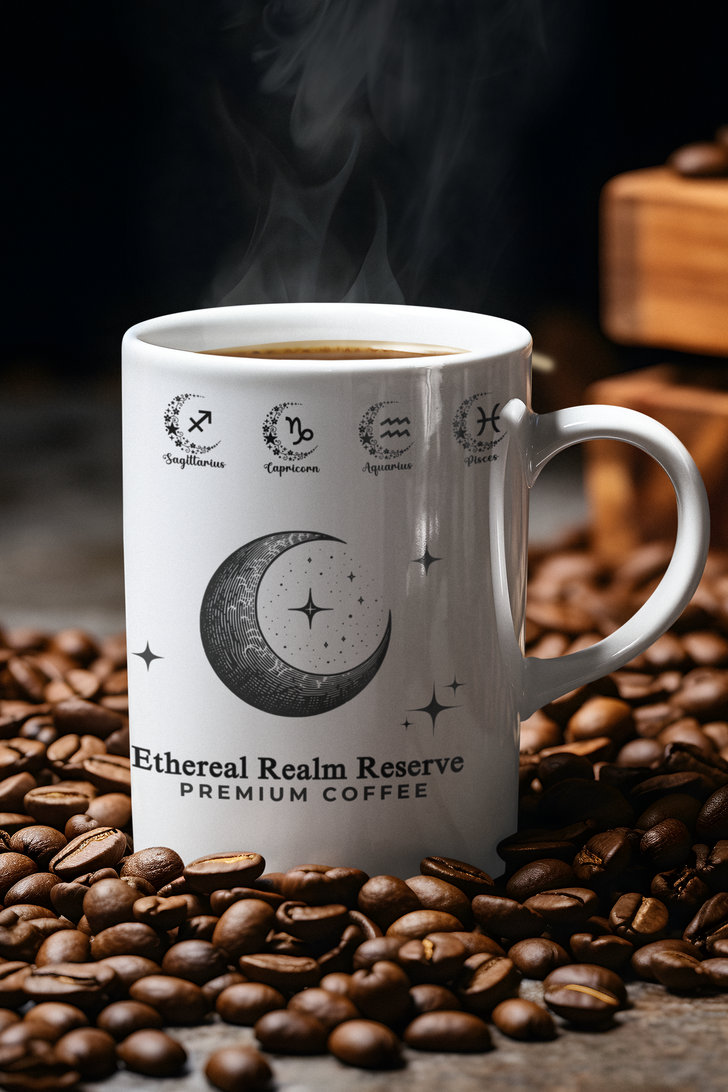 Ethereal Realm Reserve B&W Floral Moon Zodiac Signs Mug