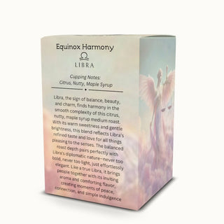 Libra coffee pods – Equinox Harmony blend with tasting notes on packaging  by Ethereal Realm Reserve 