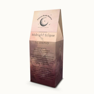 Scorpio coffee – Midnight Eclipse blend with tasting notes on packaging  by Ethereal Realm Reserve 