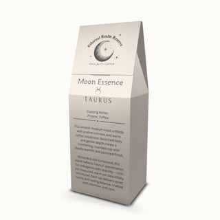Taurus coffee – Moon Essence blend, Aura back label by Ethereal Realm Reserve