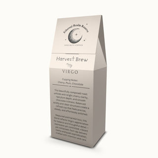 Virgo coffee – Harvest Brew blend, Aura back label by Ethereal Realm Reserve