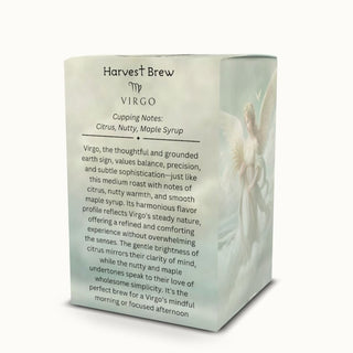 Virgo coffee pods – Harvest Brew blend with tasting notes on packaging  by Ethereal Realm Reserve 